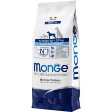 Корм Dog Medium Puppy & Junior Monge 12 кг для цуценят та юніорів з куркою і рисом