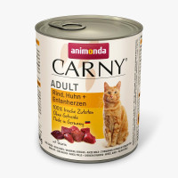 Корм Carny Adult Animonda 800 г для дорослих котів з яловичиною куркою і качиними серцями
