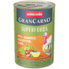 Корм GranCarno Superfoods Animonda 400 г для дорослих собак з індичкою мангольдом шипшиною та лляною олією